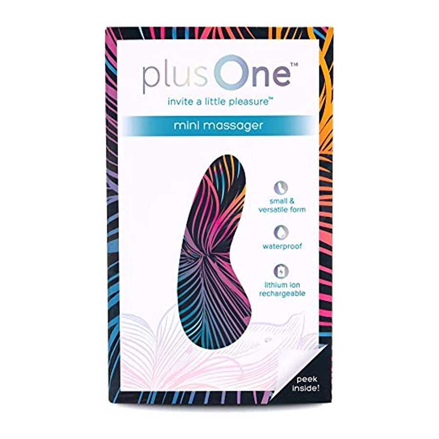 plusOne Mini Massager with Storage Bag, 10 Vibration Settings, Body-Safe Silicone, Rechargeable Battery