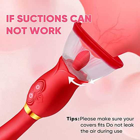 Rose Sex Toys for Women - 3 in1 Vibrator Stimulator with Sucking Cups, 3 Tongue Licking & 10 Thrusting G Spot Dildo Adult Toy fo