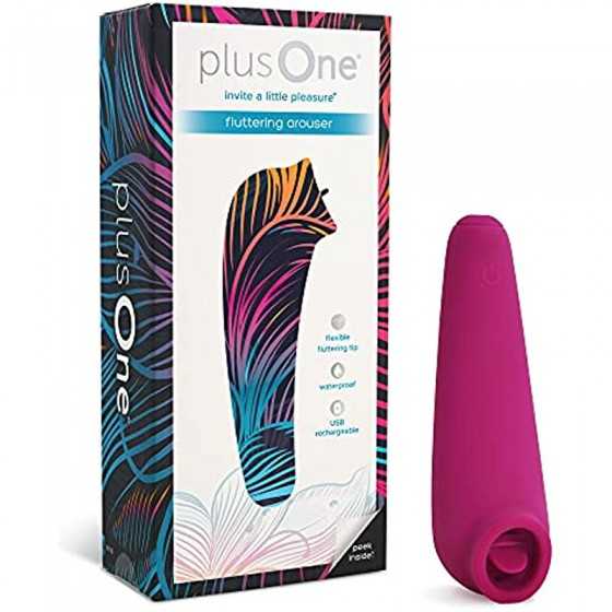 plusOne Fluttering Arouser, 10 Vibration Settings, Clitoral Stimulator Tongue Licking Vibrator, Nipple Licker for Women, Man, Co