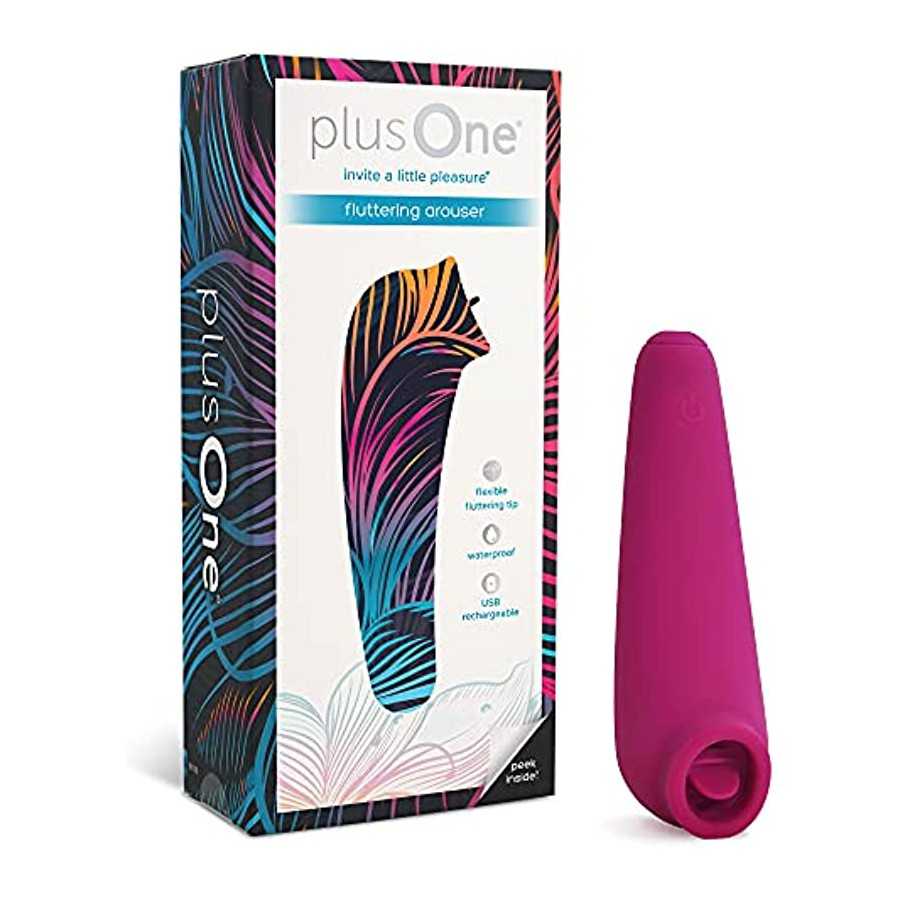 plusOne Fluttering Arouser, 10 Vibration Settings, Clitoral Stimulator Tongue Licking Vibrator, Nipple Licker for Women, Man, Co