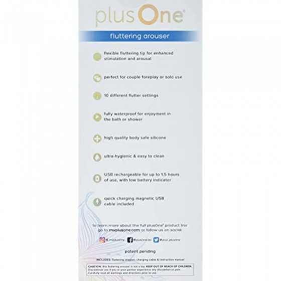plusOne Fluttering Arouser, 10 Vibration Settings, Clitoral Stimulator Tongue Licking Vibrator, Nipple Licker for Women, Man, Co