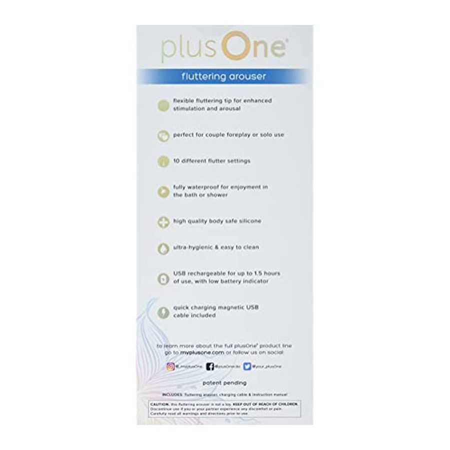 plusOne Fluttering Arouser, 10 Vibration Settings, Clitoral Stimulator Tongue Licking Vibrator, Nipple Licker for Women, Man, Co