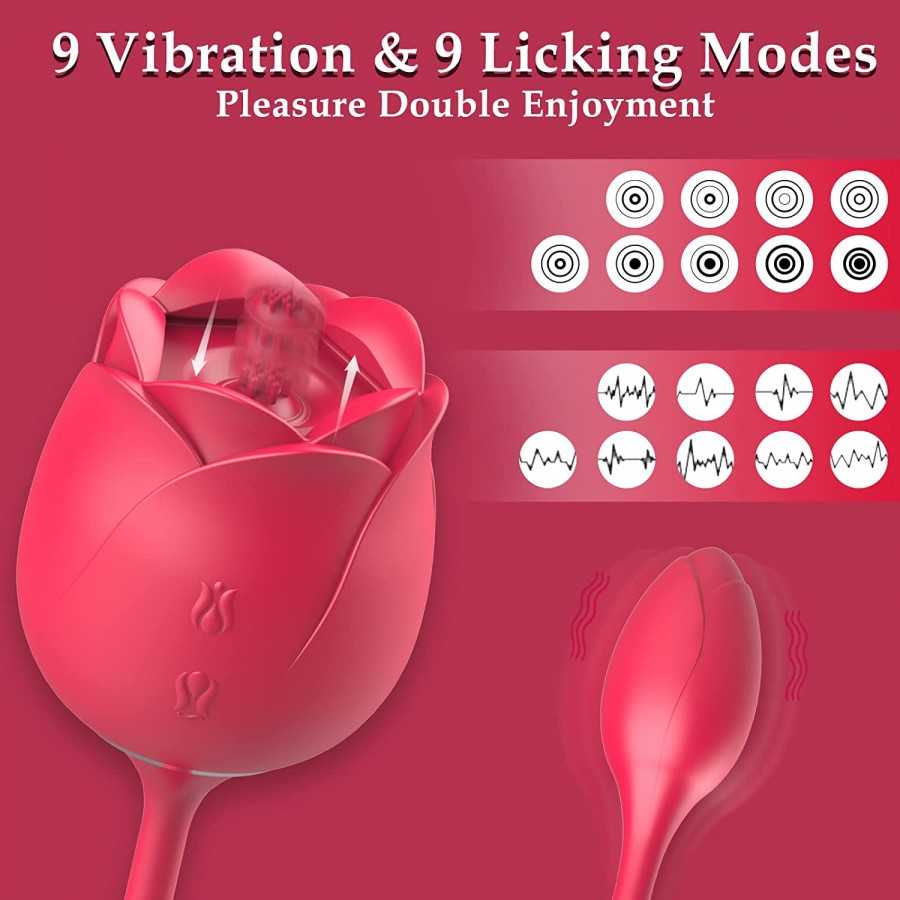 Rose Sucking Toy,Suction Toys for Women for Sex,Rosebud Vibrator Rose Vibrator and Adult Dildo Sex Toys with 9 Powerful Licking 