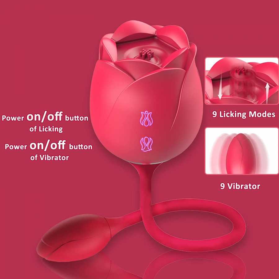 Rose Sucking Toy,Suction Toys for Women for Sex,Rosebud Vibrator Rose Vibrator and Adult Dildo Sex Toys with 9 Powerful Licking 