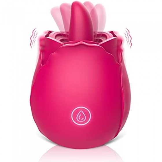 Brafzid Rose Sex Stimulator for Women, Clitoral Nipple Tongue Licking Vibrating Toy One-Button Control 9 Lick-Vibrating Stimulat