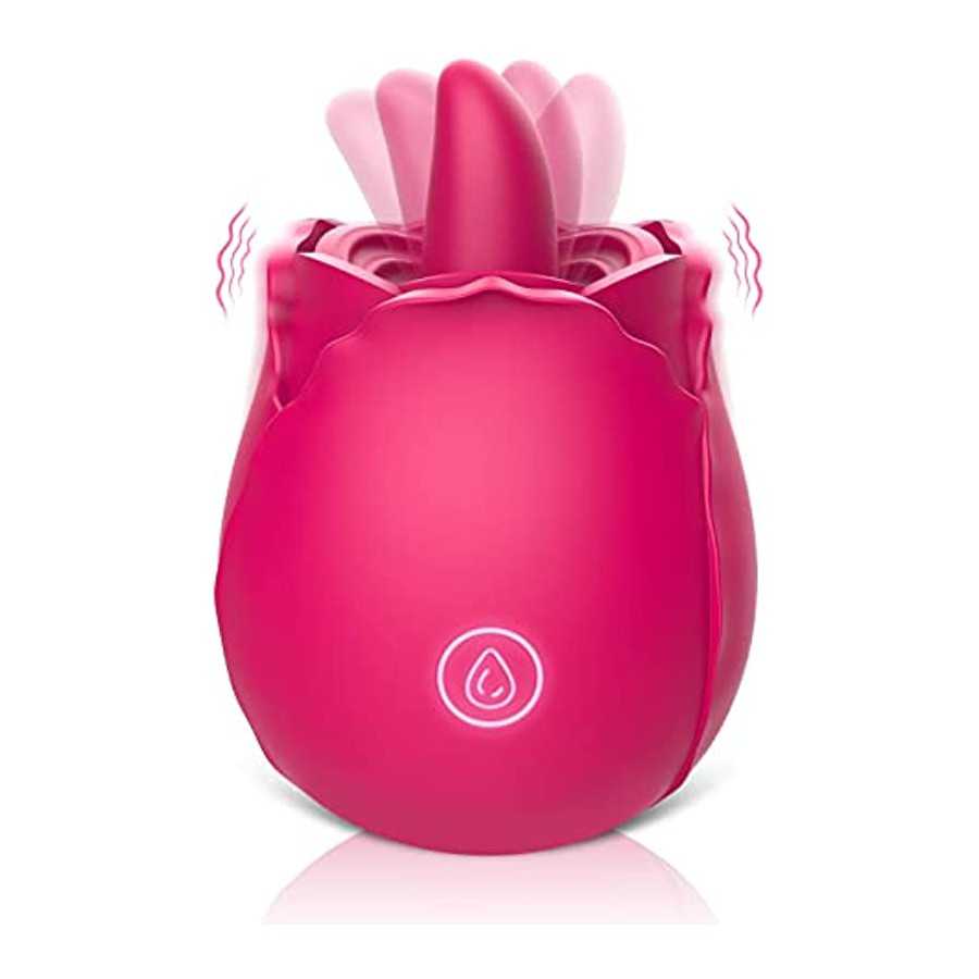 Brafzid Rose Sex Stimulator for Women, Clitoral Nipple Tongue Licking Vibrating Toy One-Button Control 9 Lick-Vibrating Stimulat