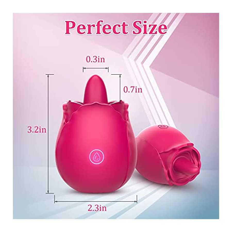 Brafzid Rose Sex Stimulator for Women, Clitoral Nipple Tongue Licking Vibrating Toy One-Button Control 9 Lick-Vibrating Stimulat