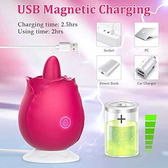 Brafzid Rose Sex Stimulator for Women, Clitoral Nipple Tongue Licking Vibrating Toy One-Button Control 9 Lick-Vibrating Stimulat