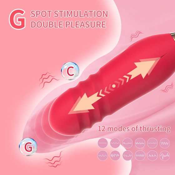 Rose Vibrator Sex Toys for Women Dildo Clitoral Stimulator Tongue Licking Thrusting G Spot with 12 Modes Man Adult Couples Wand 