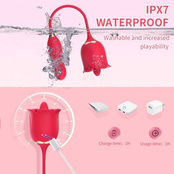 Rose Vibrator Sex Toys for Women Dildo Clitoral Stimulator Tongue Licking Thrusting G Spot with 12 Modes Man Adult Couples Wand 