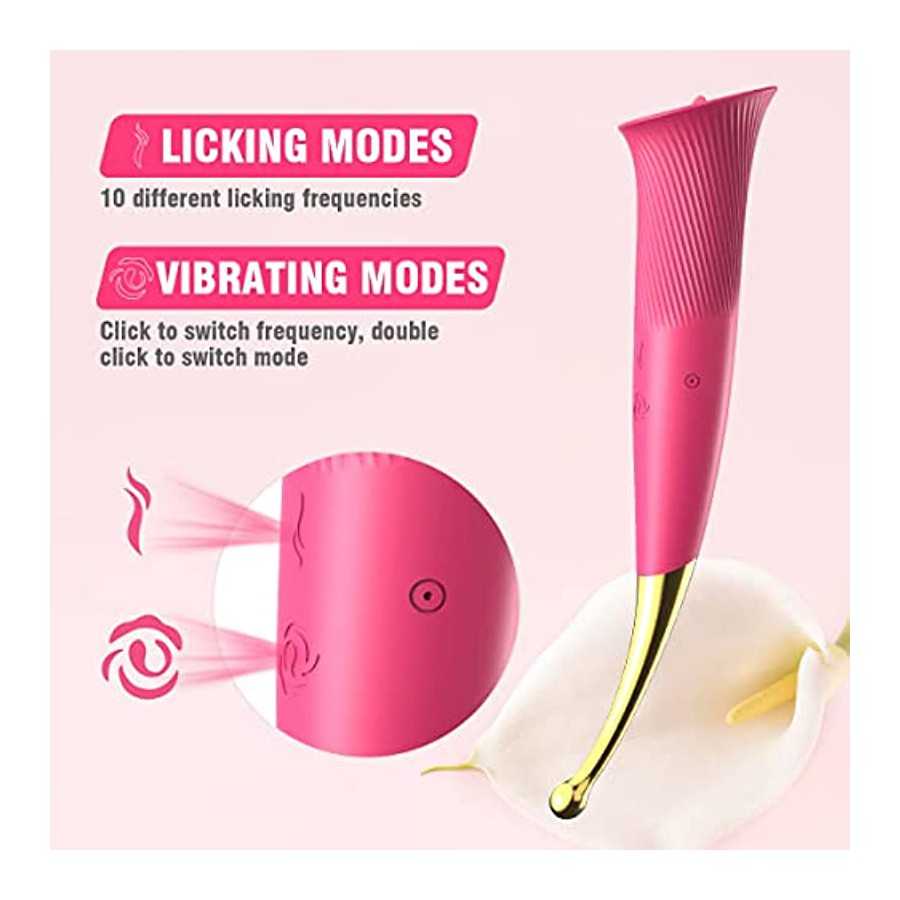 Clitoral Vibrator Sex Toy for Women - ZEMALIA 4 in 1 Dildo for Nipple Clit with 10 Licking + 5 Vibrations & 2 Attachments - Fema