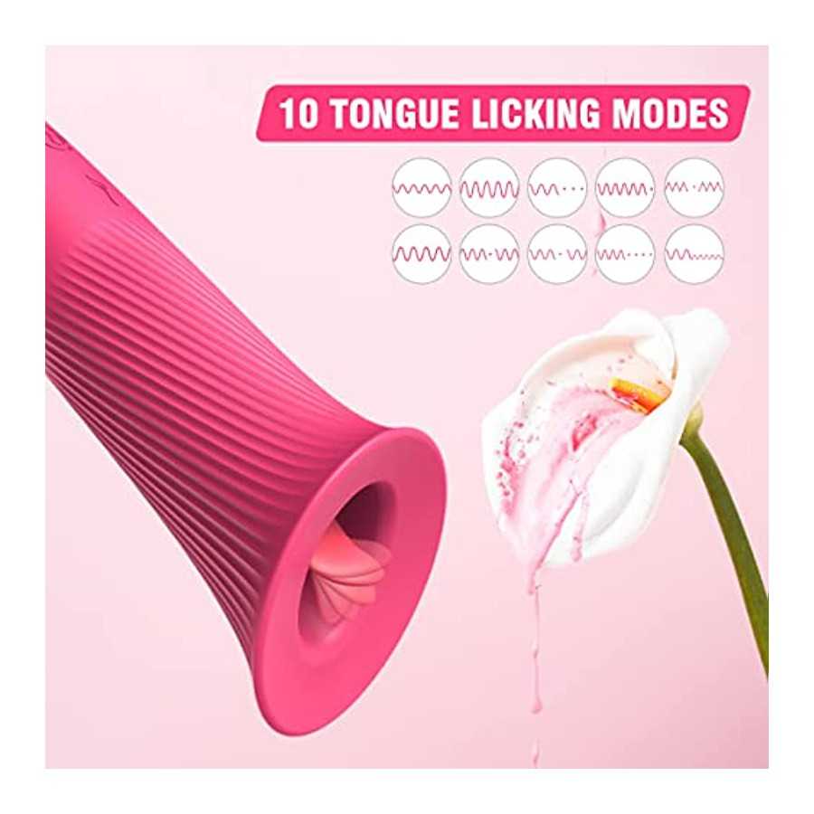 Clitoral Vibrator Sex Toy for Women - ZEMALIA 4 in 1 Dildo for Nipple Clit with 10 Licking + 5 Vibrations & 2 Attachments - Fema