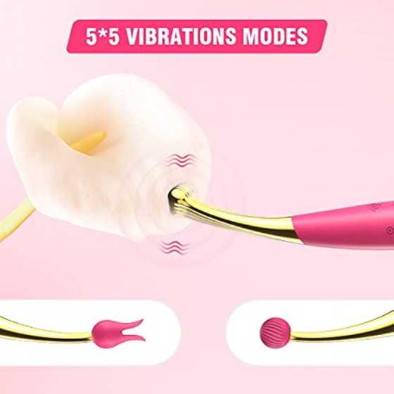 Clitoral Vibrator Sex Toy for Women - ZEMALIA 4 in 1 Dildo for Nipple Clit with 10 Licking + 5 Vibrations & 2 Attachments - Fema