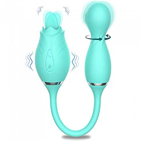 Rose Toy Vibrator for Woman, Bullet Vibration Egg with 10 Licking & Rotation Modes for Clitoralis Nipple Stimulator, Vibrating R