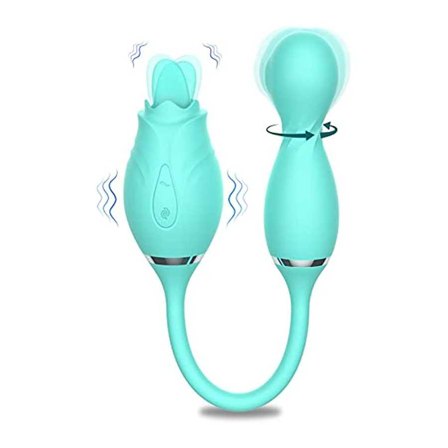 Rose Toy Vibrator for Woman, Bullet Vibration Egg with 10 Licking & Rotation Modes for Clitoralis Nipple Stimulator, Vibrating R