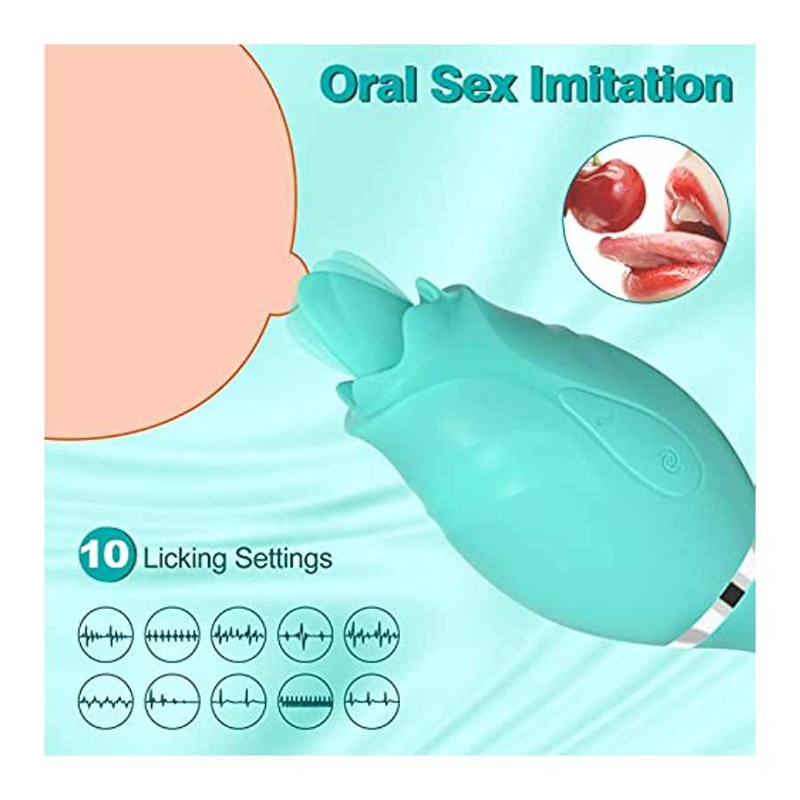 Rose Toy Vibrator for Woman, Bullet Vibration Egg with 10 Licking & Rotation Modes for Clitoralis Nipple Stimulator, Vibrating R