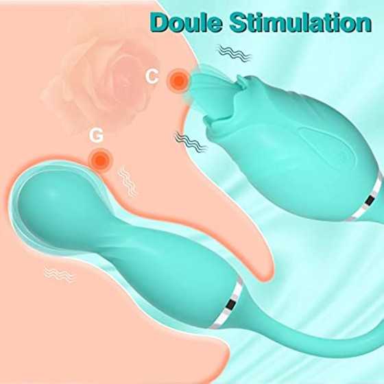 Rose Toy Vibrator for Woman, Bullet Vibration Egg with 10 Licking & Rotation Modes for Clitoralis Nipple Stimulator, Vibrating R