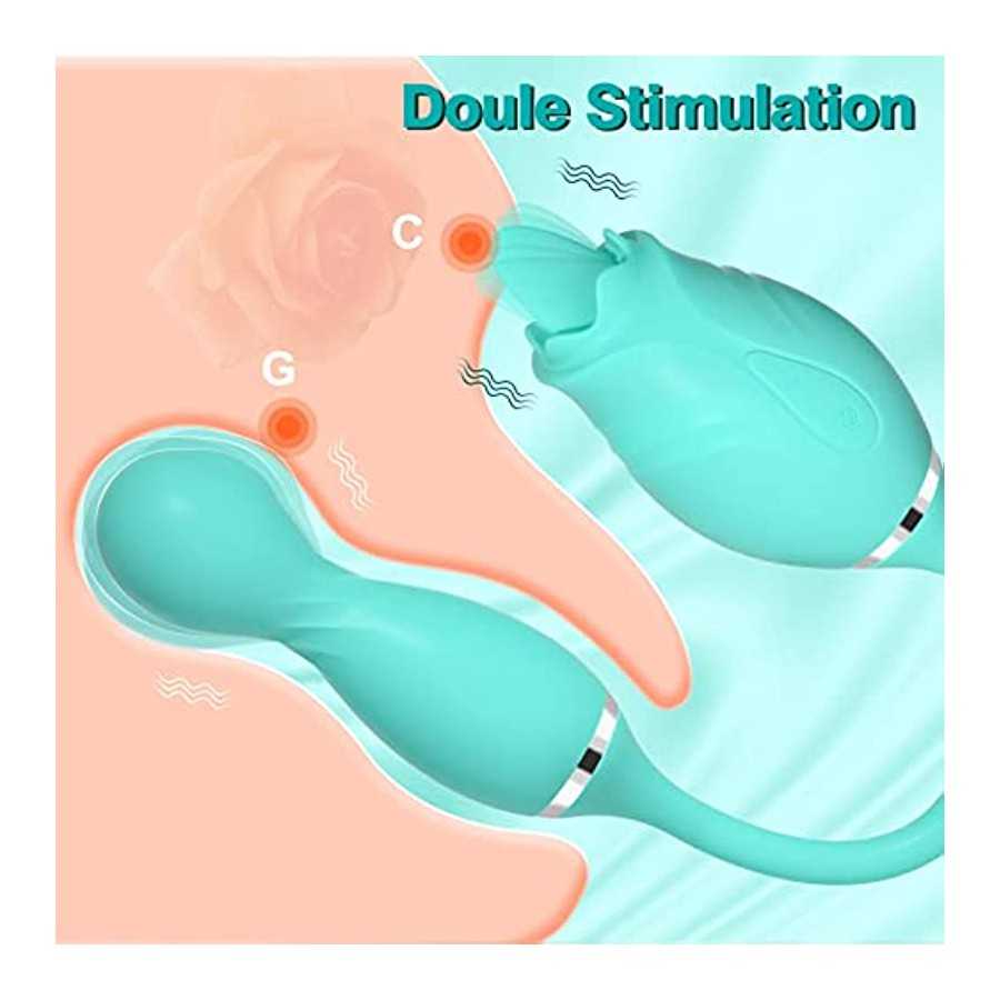 Rose Toy Vibrator for Woman, Bullet Vibration Egg with 10 Licking & Rotation Modes for Clitoralis Nipple Stimulator, Vibrating R
