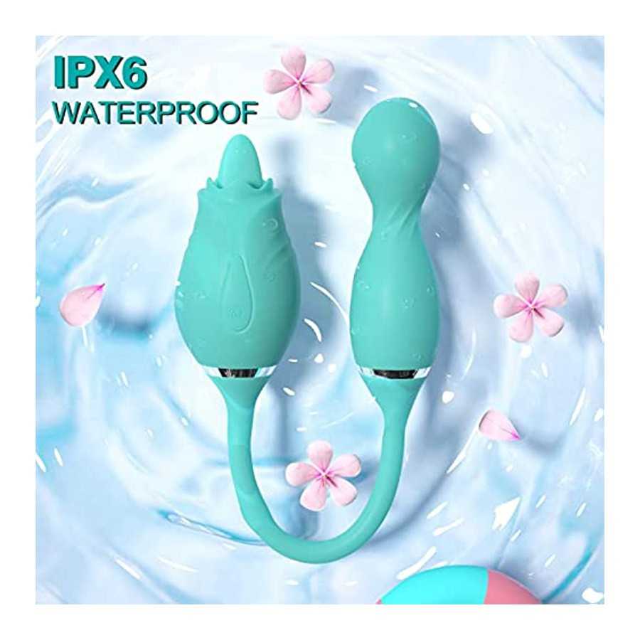 Rose Toy Vibrator for Woman, Bullet Vibration Egg with 10 Licking & Rotation Modes for Clitoralis Nipple Stimulator, Vibrating R