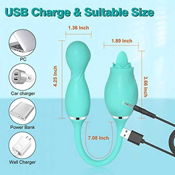 Rose Toy Vibrator for Woman, Bullet Vibration Egg with 10 Licking & Rotation Modes for Clitoralis Nipple Stimulator, Vibrating R