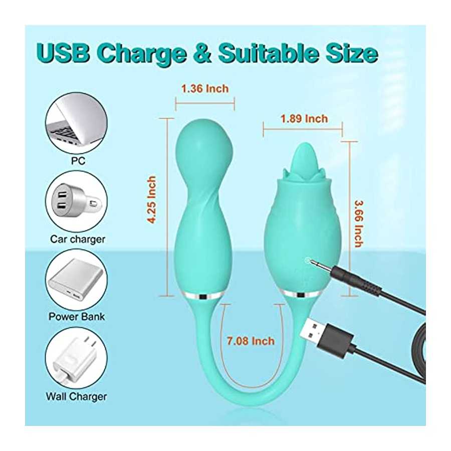 Rose Toy Vibrator for Woman, Bullet Vibration Egg with 10 Licking & Rotation Modes for Clitoralis Nipple Stimulator, Vibrating R