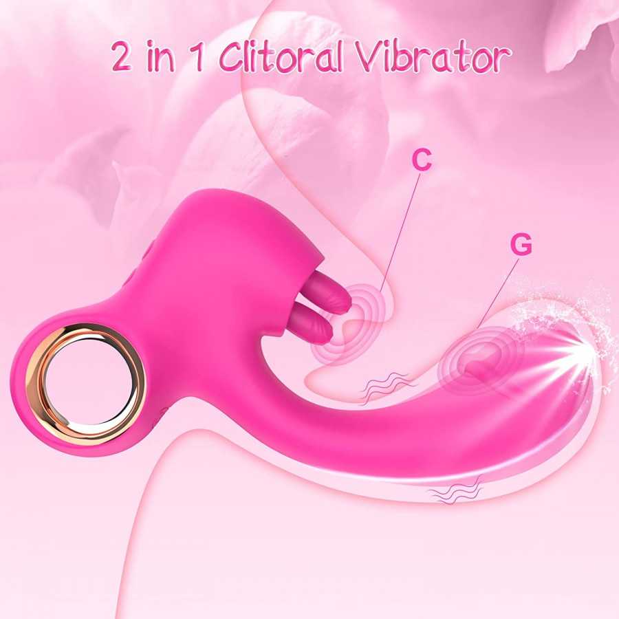Clitoral G Spot Vibrator for Women, Double Licking Clit Vibrator with 10 Swing & Vibrating Modes Rechargeable Realistic Dildo Vi