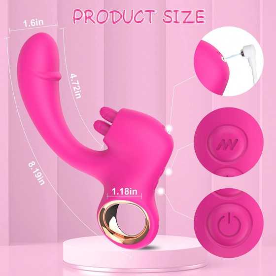 Clitoral G Spot Vibrator for Women, Double Licking Clit Vibrator with 10 Swing & Vibrating Modes Rechargeable Realistic Dildo Vi
