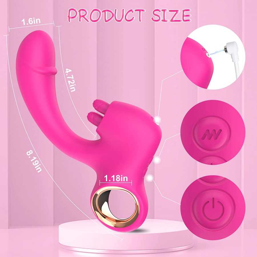 Clitoral G Spot Vibrator for Women, Double Licking Clit Vibrator with 10 Swing & Vibrating Modes Rechargeable Realistic Dildo Vi