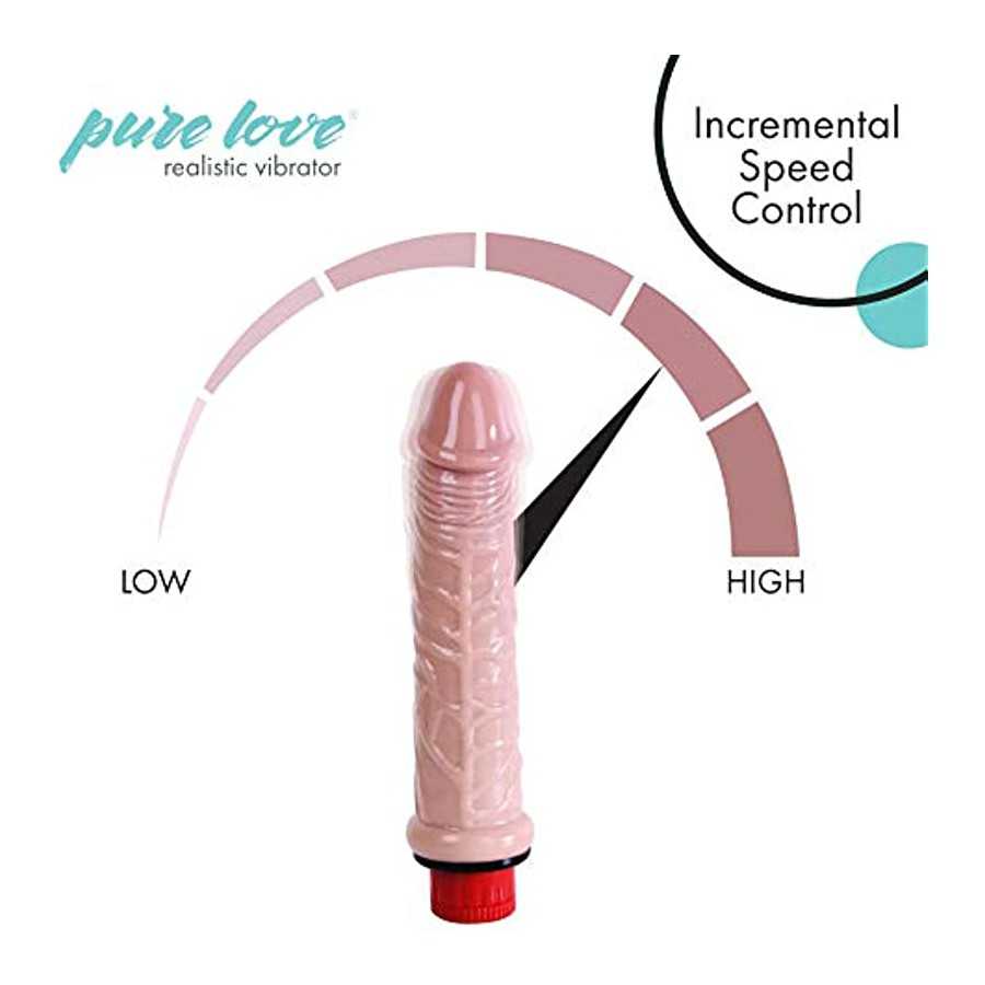 pure love Realistic Penis Vibrating Dildo Dong, Adult Sex Toy, Flesh Color, Fresh, 6"