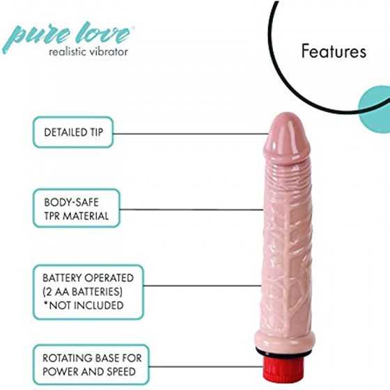 pure love Realistic Penis Vibrating Dildo Dong, Adult Sex Toy, Flesh Color, Fresh, 6"