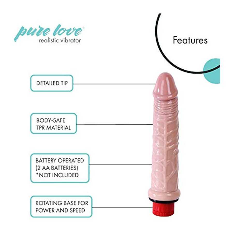 pure love Realistic Penis Vibrating Dildo Dong, Adult Sex Toy, Flesh Color, Fresh, 6"
