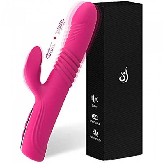 Thrusting Dildo G Spot Rabbit Vibrator, Adult Sex Toys Bunny Ears for Clitoris G-spot, Realistic Dildo Anal Vibrator with Vibrat