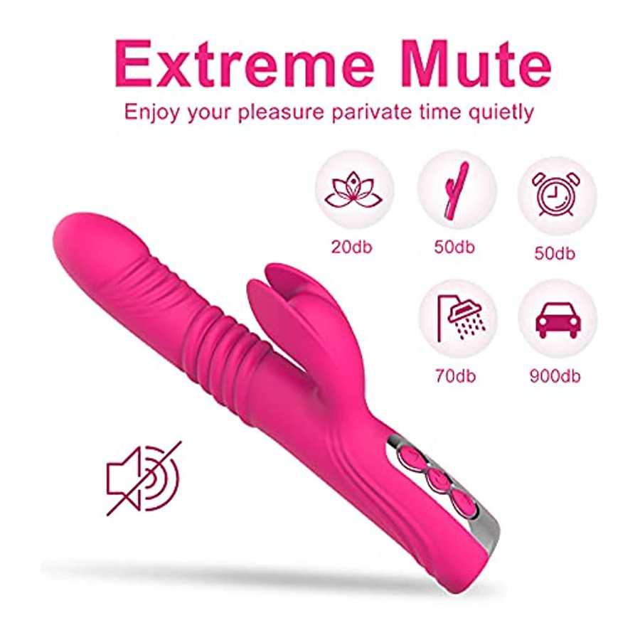 Thrusting Dildo G Spot Rabbit Vibrator, Adult Sex Toys Bunny Ears for Clitoris G-spot, Realistic Dildo Anal Vibrator with Vibrat
