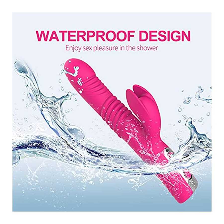 Thrusting Dildo G Spot Rabbit Vibrator, Adult Sex Toys Bunny Ears for Clitoris G-spot, Realistic Dildo Anal Vibrator with Vibrat