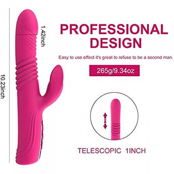 Thrusting Dildo G Spot Rabbit Vibrator, Adult Sex Toys Bunny Ears for Clitoris G-spot, Realistic Dildo Anal Vibrator with Vibrat