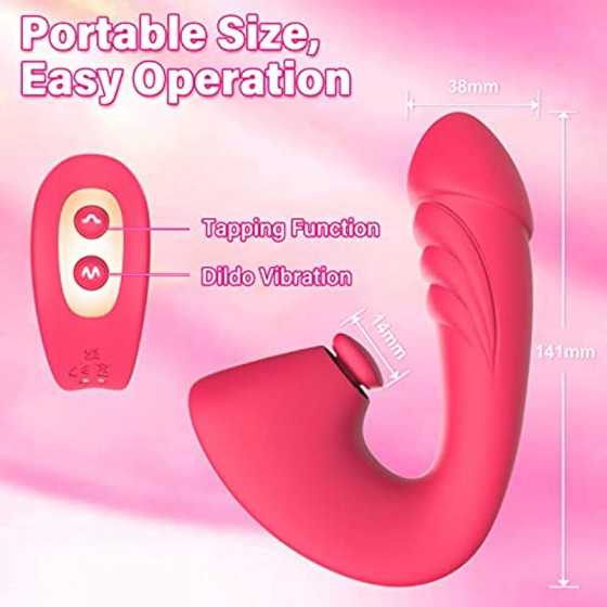 Clitoral G Spot Dildo Vibrator Sex Toys for Women with 7 Powerful Modes, Tapping & Vibrating Dual Stimulation Clit Anal Couple V