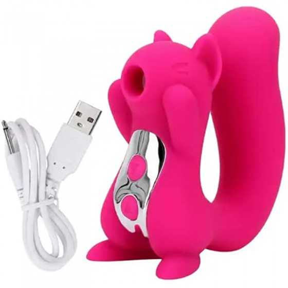 Dual Pleasure Hot Pink Squirrel Vibrator and Air-Pulse Clitoral Stimulator, Clitoral Sucking, Vibrator, Pressure-Wave Technology