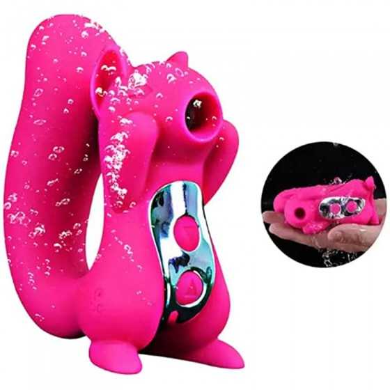 Dual Pleasure Hot Pink Squirrel Vibrator and Air-Pulse Clitoral Stimulator, Clitoral Sucking, Vibrator, Pressure-Wave Technology