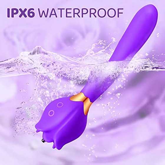 Rose Toy Vibrator for Woman, 3 in 1 Clitoral Stimulator Thrusting G Spot Dildo Vibrator with 10 Modes, Rose Adult Sex Toys Game,