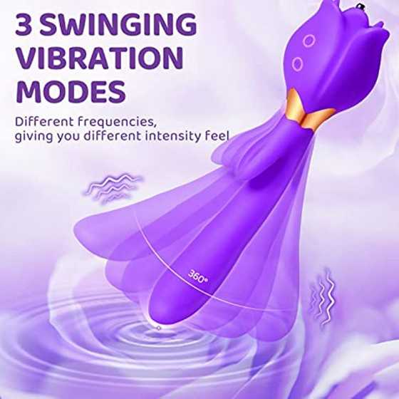 Rose Toy Vibrator for Woman, 3 in 1 Clitoral Stimulator Thrusting G Spot Dildo Vibrator with 10 Modes, Rose Adult Sex Toys Game,