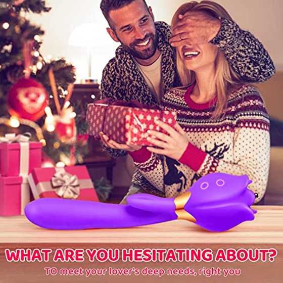 Rose Toy Vibrator for Woman, 3 in 1 Clitoral Stimulator Thrusting G Spot Dildo Vibrator with 10 Modes, Rose Adult Sex Toys Game,