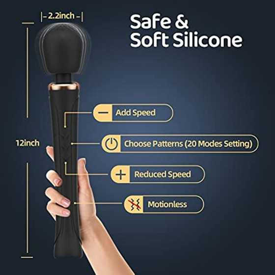 Powerful Vibrator for Women, Personal Wand Massager, Waterproof, Wireless, USB Rechargeable with 5 Speeds & 20 Vibration Modes. 