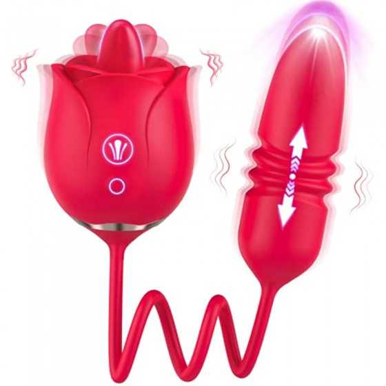 Rose Sex Toy Adult Toys - Toys for Women's Sex with Thrusting Dildo, 9 Licking & 9 Thrusting Rose Vibrator, G Spot Vibrators Wom