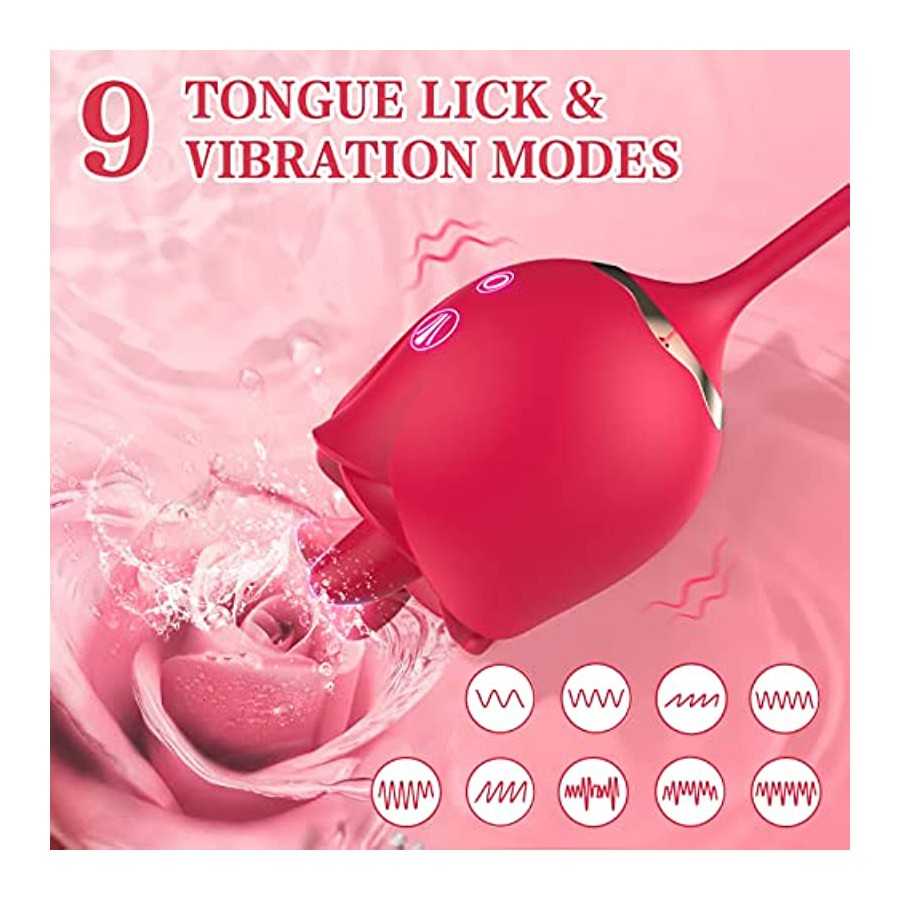 Rose Sex Toy Adult Toys - Toys for Women's Sex with Thrusting Dildo, 9 Licking & 9 Thrusting Rose Vibrator, G Spot Vibrators Wom