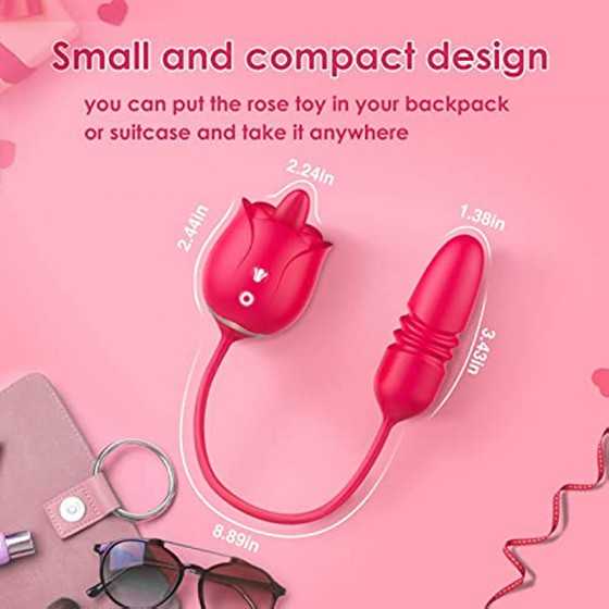 Rose Sex Toy Adult Toys - Toys for Women's Sex with Thrusting Dildo, 9 Licking & 9 Thrusting Rose Vibrator, G Spot Vibrators Wom
