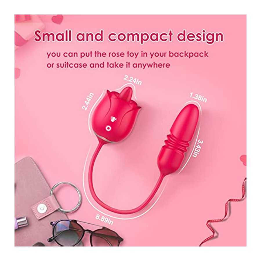 Rose Sex Toy Adult Toys - Toys for Women's Sex with Thrusting Dildo, 9 Licking & 9 Thrusting Rose Vibrator, G Spot Vibrators Wom