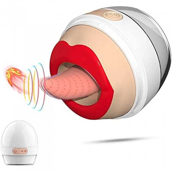 Clitoris Realistic Licking Tongue Vibrator for Women,3-in-1 Licking & Vibration & Heated Nipples Clitoris Stimulator with 10 Rot