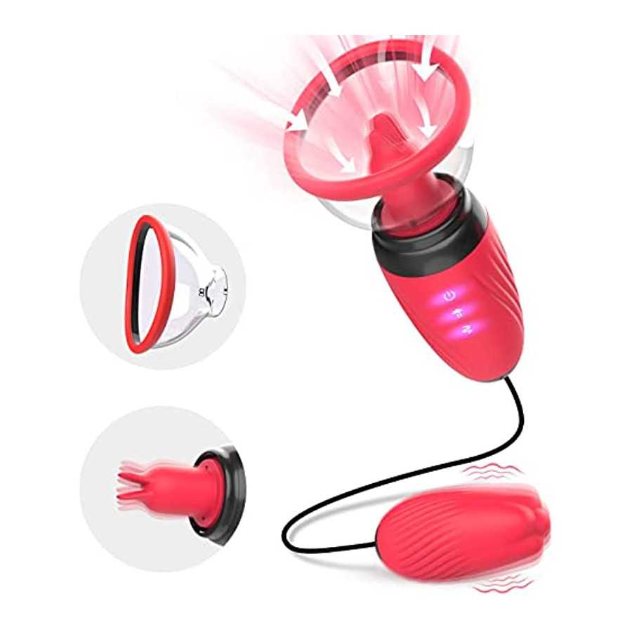 Sucking Vibrator, Clitoral Licking G Spot Bullet Vibrator with 6 Suction & 10 Vibration Modes, Nipple Breast Rose Sex Stimulator