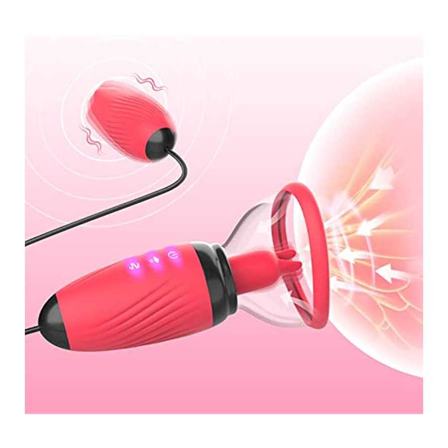 Sucking Vibrator, Clitoral Licking G Spot Bullet Vibrator with 6 Suction & 10 Vibration Modes, Nipple Breast Rose Sex Stimulator