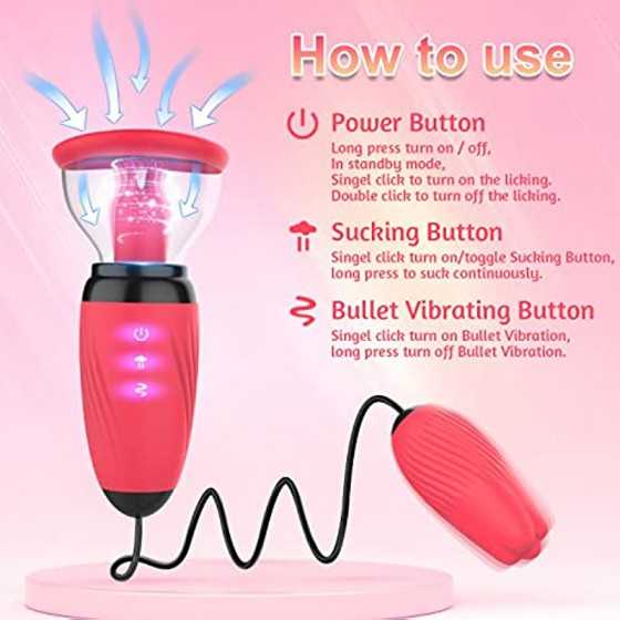 Sucking Vibrator, Clitoral Licking G Spot Bullet Vibrator with 6 Suction & 10 Vibration Modes, Nipple Breast Rose Sex Stimulator